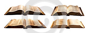 set of transparent PNG opened bible. collection of open Tanakh. opened ancient book. holly scriptures.