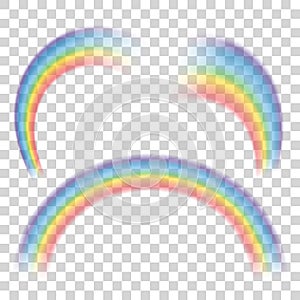 Set of transparent rainbows. Vector illustration. photo