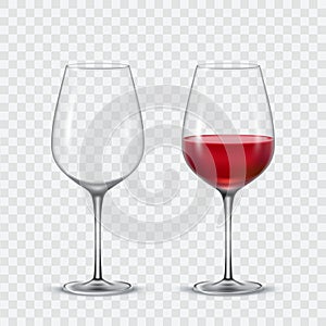 Set transparent vector wine glasses