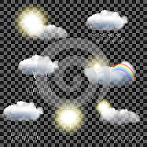 Set of transparent weather icons