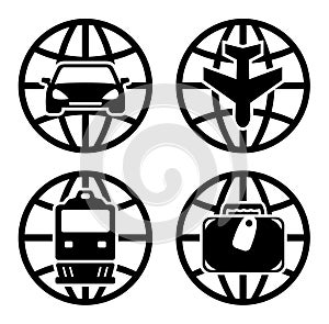 Set transport icons for travel