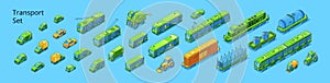 Set transport, isometric cars transportation modes