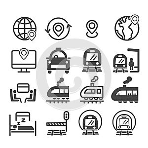 Set of transportation icons isolated. Modern outline on white background