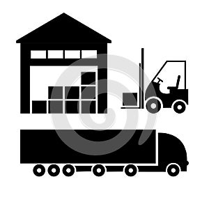 Set of transportation, logistic and storage icons