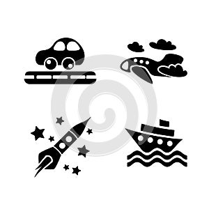 Set of transportation toys icons