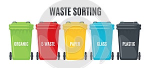 Set of trash cans for separate garbage icons