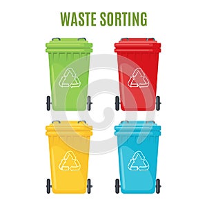 Set of trash cans for separate garbage icons