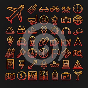 Set of 46 travel icons