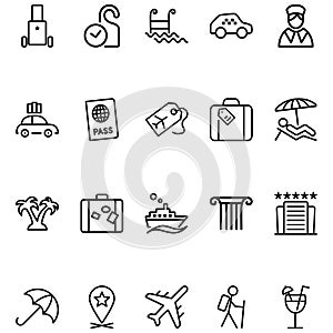 Set Travel Line Related Vector Icons.