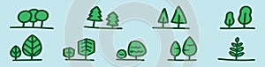 Set of tree cartoon icon design template with various models. vector illustration isolated on blue background