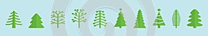 Set of tree cartoon icon design template with various models. vector illustration isolated on blue background