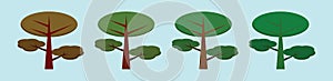 Set of tree cartoon icon design template with various models. vector illustration isolated on blue background