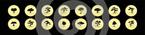 Set of tree with roots in various models. modern cartoon icon design template isolated on black. vector illustration