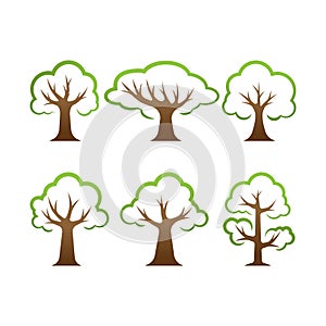 Set of Tree vector design illustration. Nature Tree vector in flat design style for decorative background graphic element. Simple