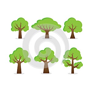 Set of Tree vector design illustration. Nature Tree vector in flat design style for decorative background graphic element. Simple