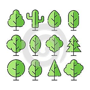 Set of Tree vector design illustration. Nature Tree vector in flat design style for decorative background graphic element. Simple