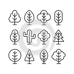 Set of Tree vector design illustration. Nature Tree vector in flat design style for decorative background graphic element. Simple