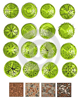 Set of treetop symbols, for architectural or landscape design