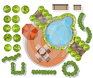 Set of treetop symbols, for architectural or landscape design photo