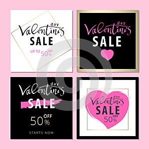 Set of Trendy Chic Valentine s day Sale cards