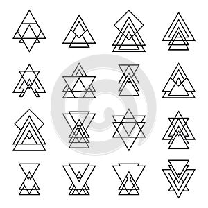Set of trendy geometric shapes. Hipster logotypes collection