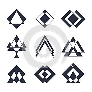 Set of trendy hipster geometric shapes. Geometric logotypes or i