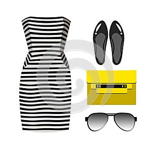 Set of trendy women s clothes.