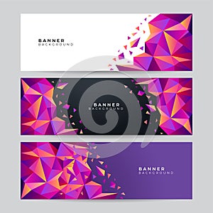 Set of triangle 3D banner background. Vector abstract graphic design banner pattern background template