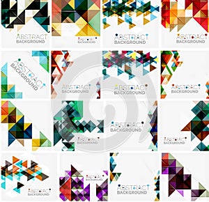 Set of triangle geometric abstract backgrounds