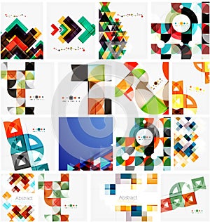 Set of triangle geometric abstract backgrounds