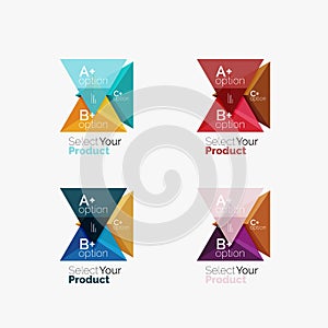 Set of triangle geometric business infographic templates