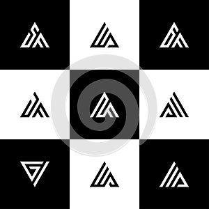 Set triangle letters logo icon design vector