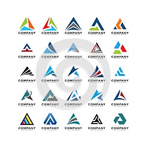 Set of triangle logo vector abstract,A triangle logo abstract