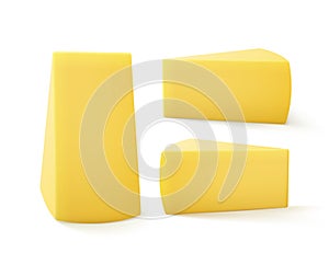 Set of Triangular Pieces Cheese on Background