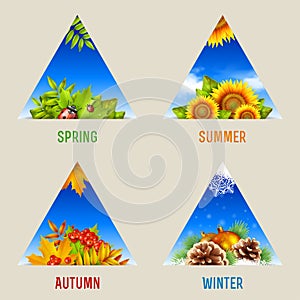 Set of triangular seasonal backgrounds