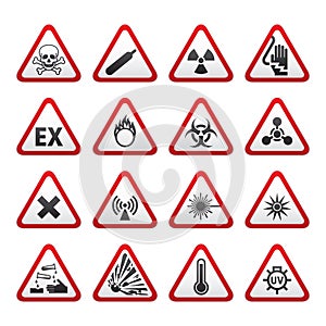 Set of Triangular Warning Hazard Signs