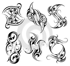 Set of tribal tattoo shapes