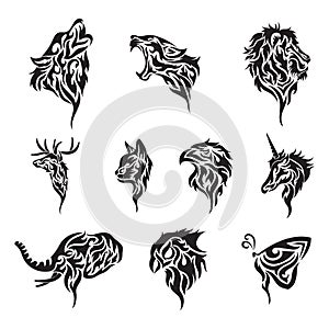 set of tribal tattoos. Vector illustration decorative design