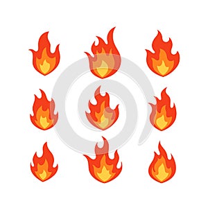 Set of tricolor fire flames illustration