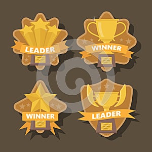 A set trophies for the winner. Vector illustration.