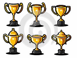 Set of trophy badges vector isolated on white photo