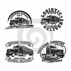 Set of trucking company vintage emblem designs