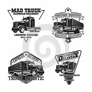 Set of trucking company vintage emblem designs