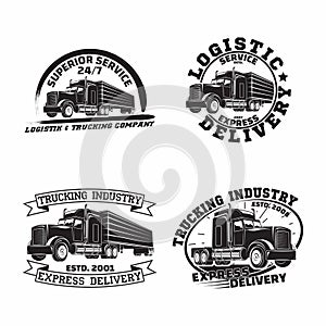 Set of trucking company vintage emblem designs photo