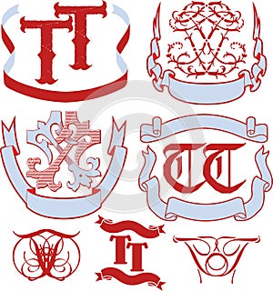 Set of TT monograms and emblem templates