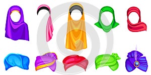 Set of turban and hijab headwear for men and women