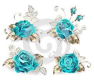 Set of turquoise roses photo