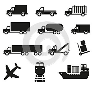 Set of twelve cargo transportation icons