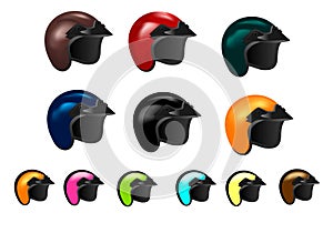 Set of twelve motorcycle helmets, cdr vector