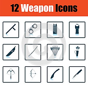 Set of twelve weapon icons